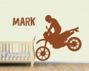 Motorcycle Boy Customised Name  Decal For Nursery